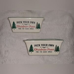 Nantucket Pick your own Christmas trees Pine Fir Cedar Mini Loaf Pan Stoneware